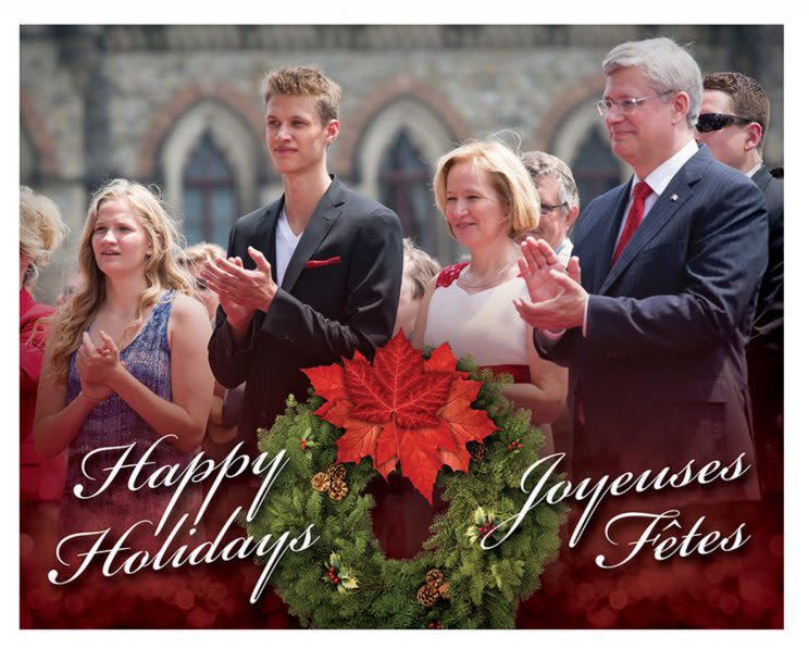 Former prime minister Stephen Harper's 2014 holiday card. Photo from The Canadian Press. 