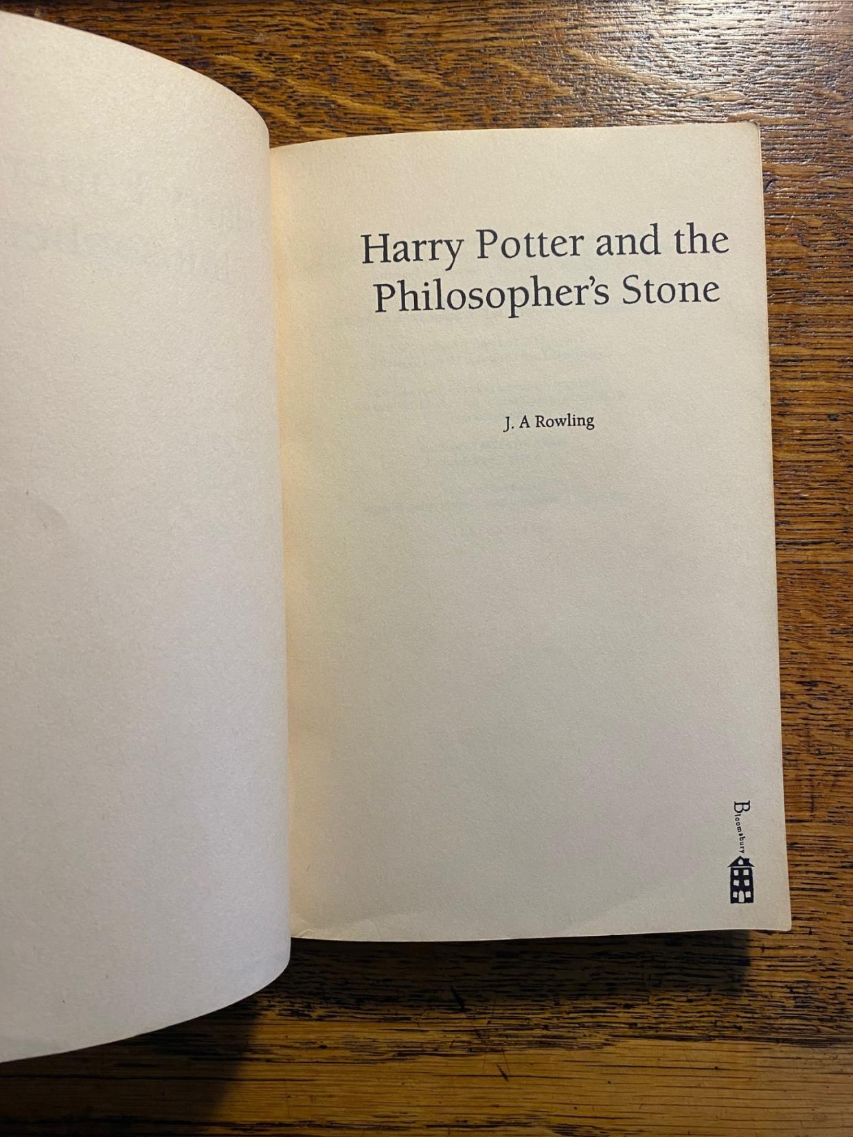 The rare version of the book features J A Rowling on the title page, which she would later change to JK Rowling (Hansons/PA)