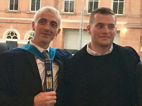 John Crilly with Jack Merritt at his university graduation in Manchester in September (Facebook)