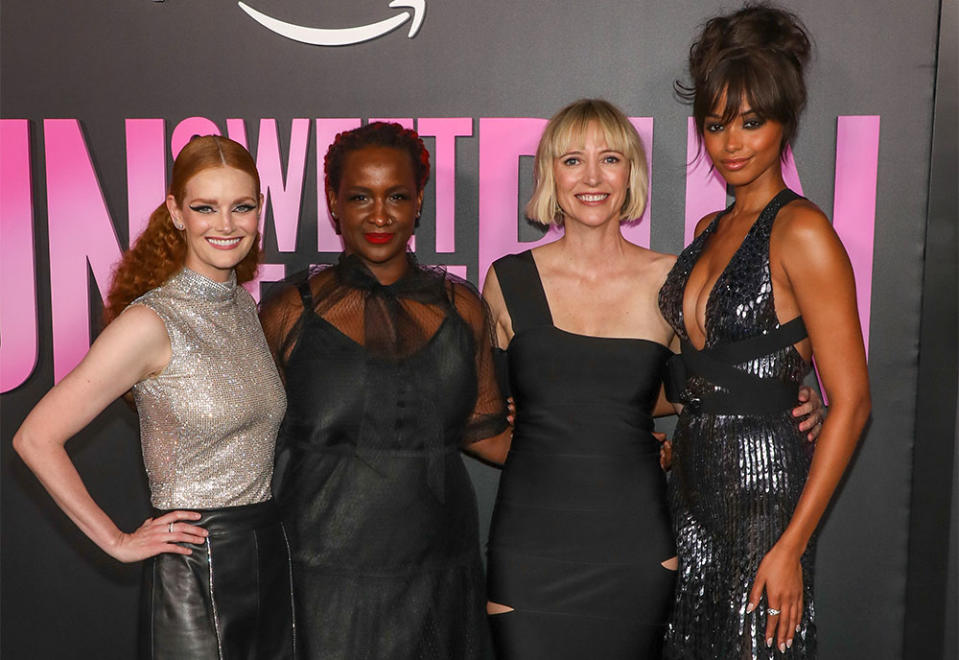 Lydia Hearst, Effie T. Brown, Shana Feste and Ella Balinska attend the screening of Prime Video's "Run Sweetheart Run" on the closing night of Screamfest LA at the Ace Hotel on October 20, 2022 in Los Angeles, California.