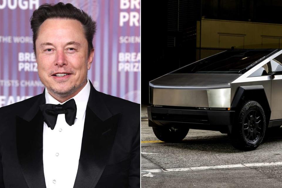 <p>Steve Granitz/FilmMagic; Kyle Grillot/Bloomberg via Getty Images</p> Elon Musk,  left, and the Tesla Cybertruck, right