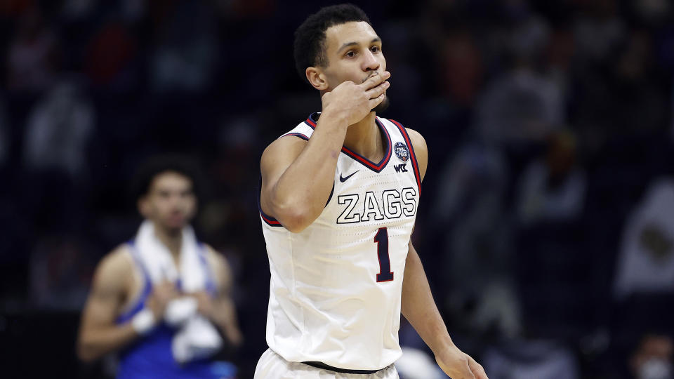 Jalen Suggs is projected by many to go No. 4 overall in the NBA draft. (Photo by Jamie Squire/Getty Images)