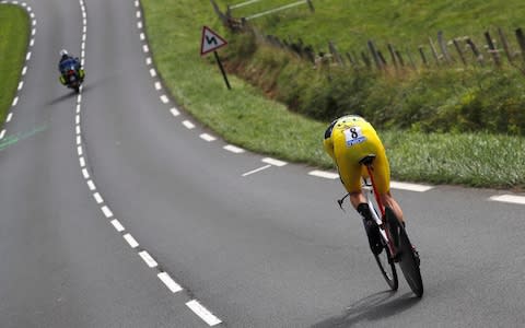 Geraint Thomas competes in the final time trial during last year's Tour de France -  - Credit: AP