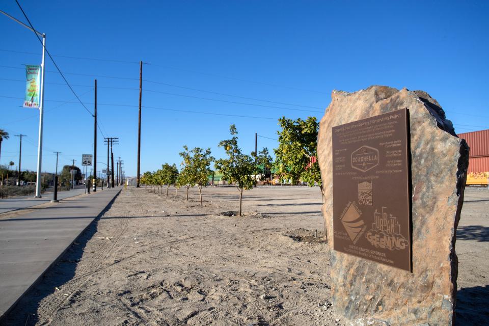 Part of a walking and biking path along Grapefruit Boulevard in Coachella, seen Dec. 8.