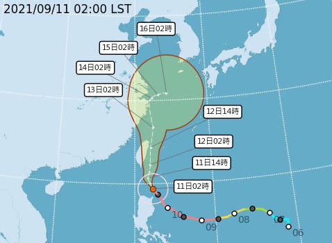 颱風11、12日影響最劇烈。（圖／翻攝自中央氣象局）