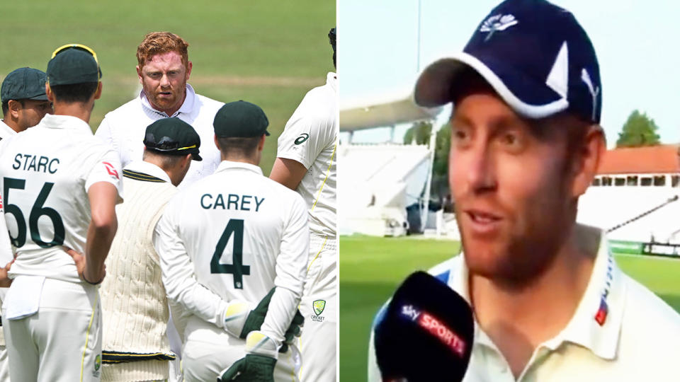 Jonny Bairstow speaking to the Australian players and Bairstow in a County interview.