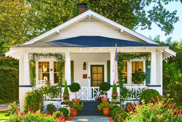 <p>JAMES RANSOM; STYLING: Veronica Olson</p> Like the interiors, the front yard tells a story with roadside-rescue boxwoods and flowers inspired by Hendersonâ€™s childhood garden.