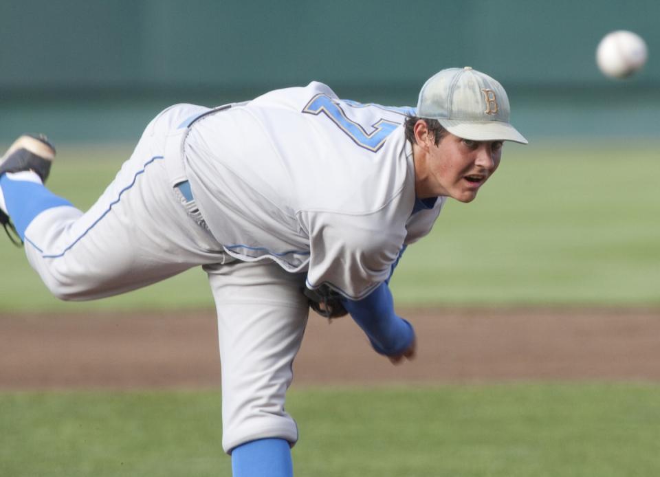 Trevor Bauer, pitching for UCLA in the College World Series in 2010, grew up as a Dodgers fan.