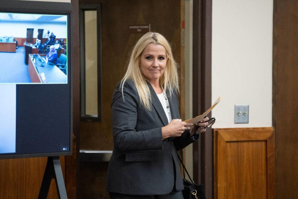 Anne Taylor is the lead public defender for Bryan Kohberger, who is accused of killing four University of Idaho students in November 2022, arrives at a hearing in Latah County District Court, Wednesday, Sept. 13, 2023, in Moscow, Idaho.