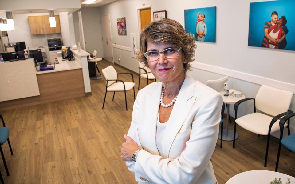 Lillian Tamayo, President/CEO of Planned Parenthood of South, East and North Florida, in the health center reception area at their facility in West Palm Beach Tuesday, Nov. 30, 2021. Tamayo is retiring after 23-plus years. 