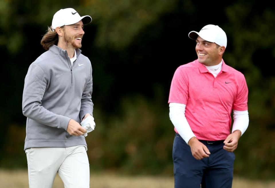 Tommy Fleetwood (left) and Francesco Molinari during day two of the British Masters at Walton Heath (Steven Paston/PA) (PA Archive)