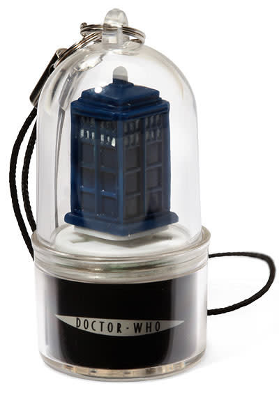 <b>GADGETS<br><br>"Doctor Who" Cell Phone Alert Charm</b><br>Sure, you can wait for your cell phone to ring to alert you of an incoming call. But that's soooo 2011. This "Who" charm, featuring a mini Tardis or Dalek inside, will light up and spin when someone calls, even if your phone volume is turned way down.<br><br><a href="http://www.thinkgeek.com/product/a150/?srp=7" rel="nofollow noopener" target="_blank" data-ylk="slk:ThinkGeek.com,;elm:context_link;itc:0;sec:content-canvas" class="link ">ThinkGeek.com,</a> $9.99