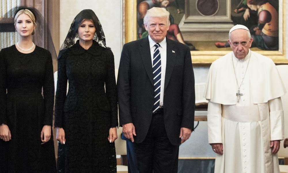 Ivanka, Melanie and Donald Trump with Pope Francis at the Vatican