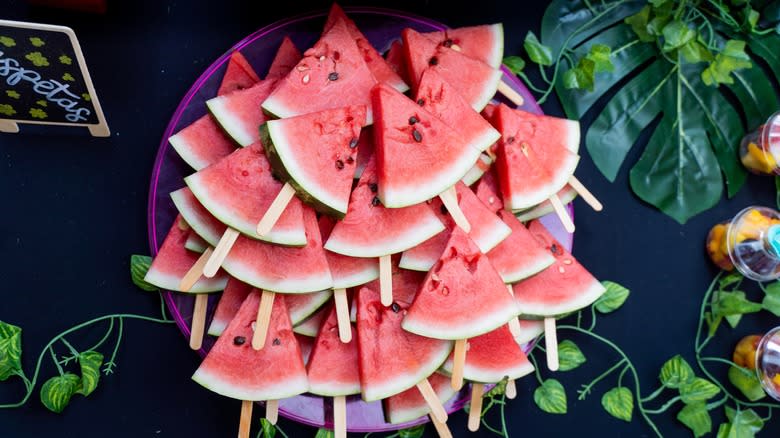 watermelon popsicles on sticks