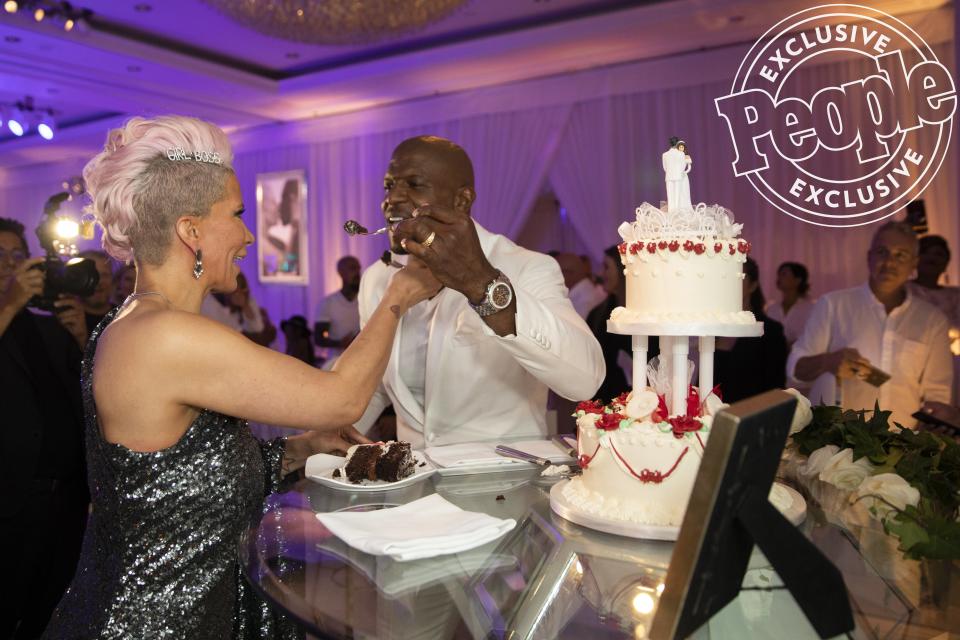 King-Crews debuted the music video for her new single "Reachin' for the Top," and the couple cut into a replica of their original wedding cake. "In the 30 years since we were first married, there were times it seemed life shifted into hyperspeed — our five children going from diapers to high school, the seven-year period in the NFL on six different teams, careers in music and entertainment that we started launched last week but in fact has crossed into 20 years," the couple tells PEOPLE exclusively.