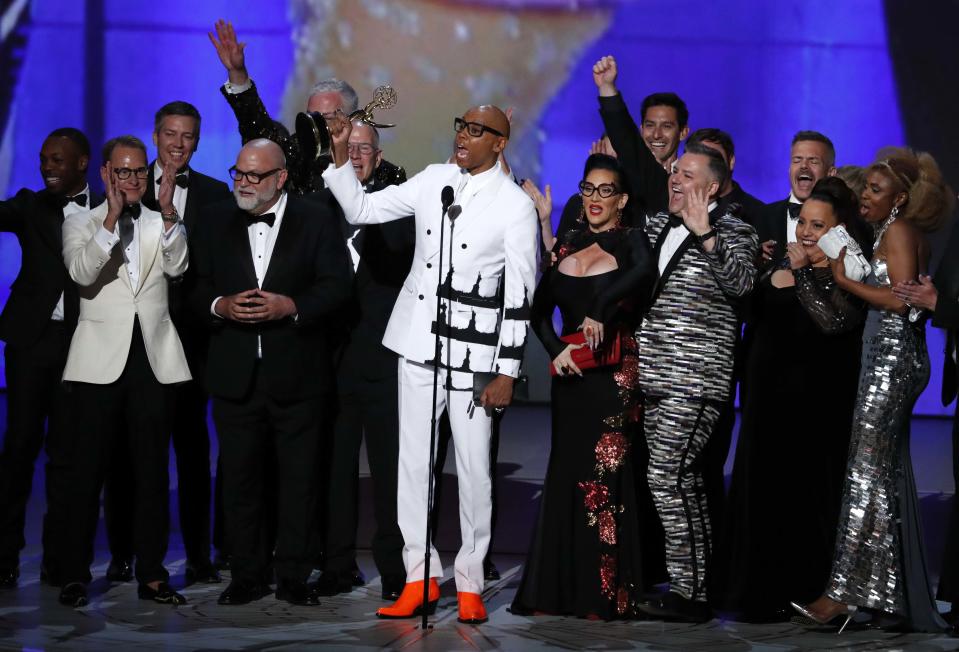 RuPaul Charles for <i>RuPaul's Drag Race</I> wins the Emmy for Outstanding Reality-Competition Program. REUTERS/Mario Anzuoni