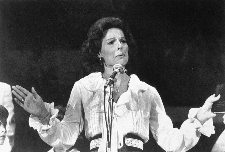 In today’s opposition to Drag Story Hour, there are echoes of the rhetoric of anti-gay activist Anita Bryant. <a href="https://www.gettyimages.com/detail/news-photo/anita-bryant-is-near-tears-as-several-hundred-demonstrators-news-photo/515123282?phrase=anita%20bryant&adppopup=true" rel="nofollow noopener" target="_blank" data-ylk="slk:Bettmann/Getty Images;elm:context_link;itc:0;sec:content-canvas" class="link ">Bettmann/Getty Images</a>