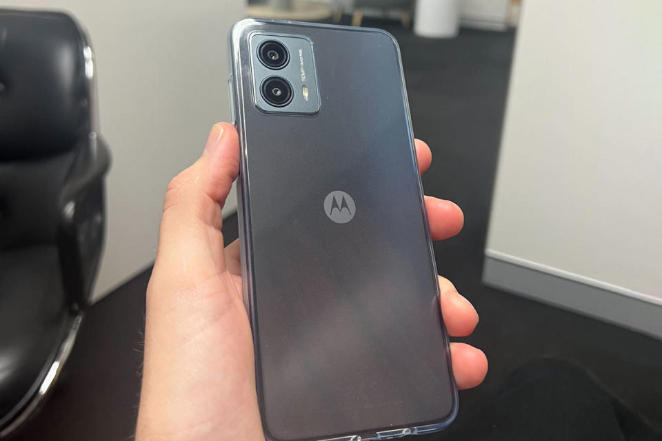 Motorola Moto G53 5G rear panel with included case attached