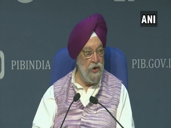 Union Minister for Civil Aviation Hardeep Singh Puri during press conference on Thursday. Photo/ANI