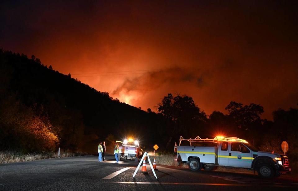 Oak Fire burns east of Midpines Friday, July 22, 2022 near Mariposa.