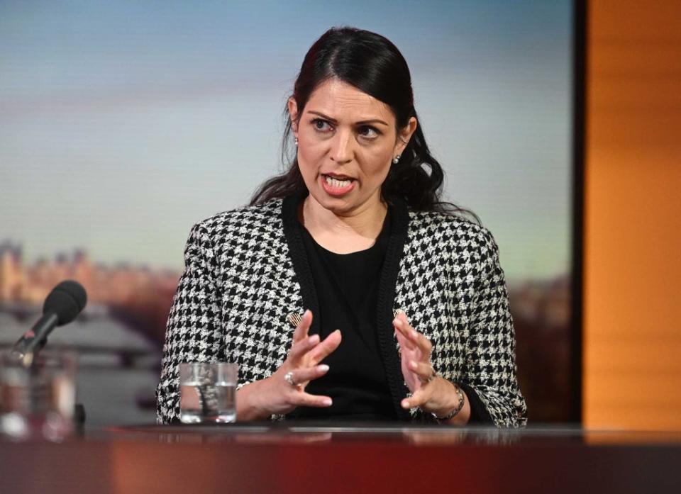 Priti Patel appearing on the BBC1 current affairs programme, The Andrew Marr Show (Jeff Overs/BBC/PA) (PA Media)