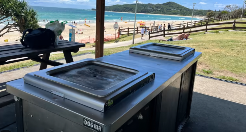 A view of a public BBQ at a beach on the Gold Coast. 