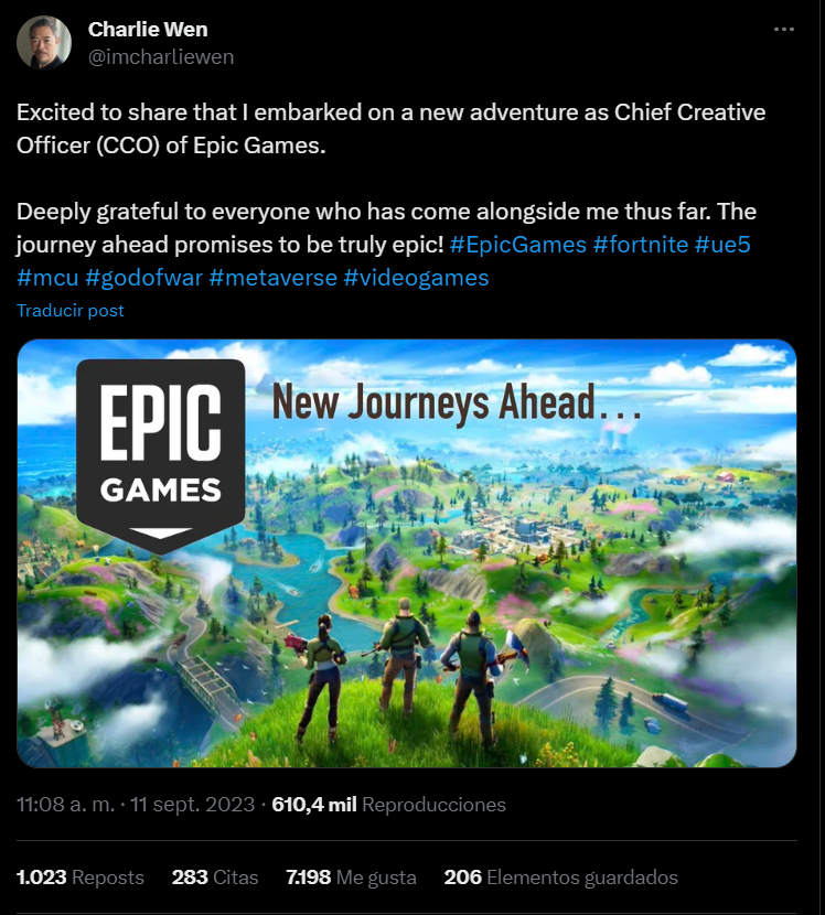 Así fue como Wen anunció su nuevo puesto en Epic Games