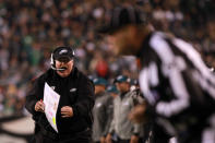 PHILADELPHIA, PA - NOVEMBER 07: Head coach Andy Reid of the Philadelphia Eagles reacts during the second quarter of the game against the Chicago Bears at Lincoln Financial Field on November 7, 2011 in Philadelphia, Pennsylvania. (Photo by Nick Laham/Getty Images)