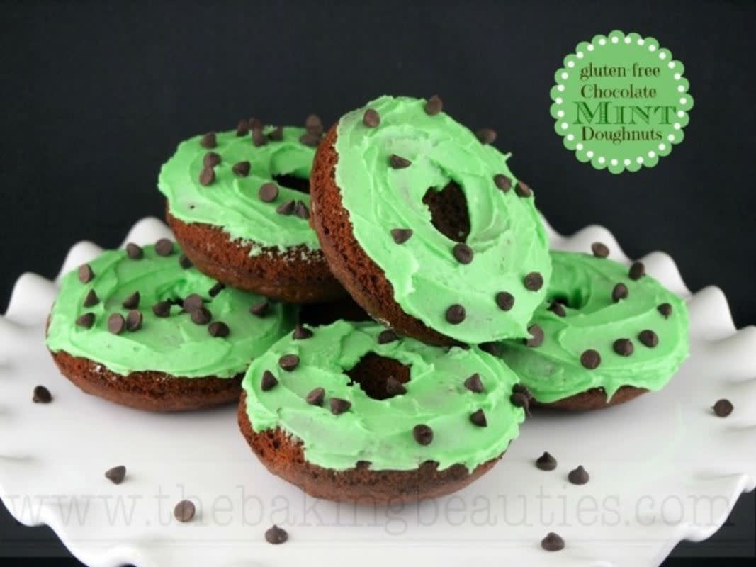 <p>Faithfully Gluten Free</p><p>Enjoy a cup of coffee with these baked Gluten Free Chocolate Mint Doughnuts on the morning of St. Patrick's Day. </p><p><strong>Get the recipe: <a href="https://www.faithfullyglutenfree.com/gluten-free-chocolate-mint-doughnuts/" rel="nofollow noopener" target="_blank" data-ylk="slk:Gluten-Free Chocolate Mint Donuts;elm:context_link;itc:0;sec:content-canvas" class="link rapid-noclick-resp">Gluten-Free Chocolate Mint Donuts</a></strong></p>