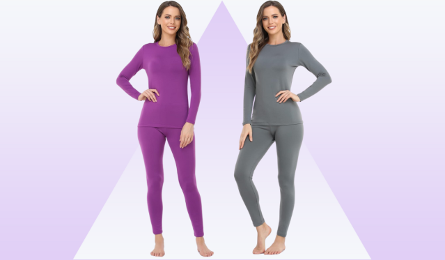 Just Love Women's Thermal Underwear Pajamas Set (Purple, Medium) 