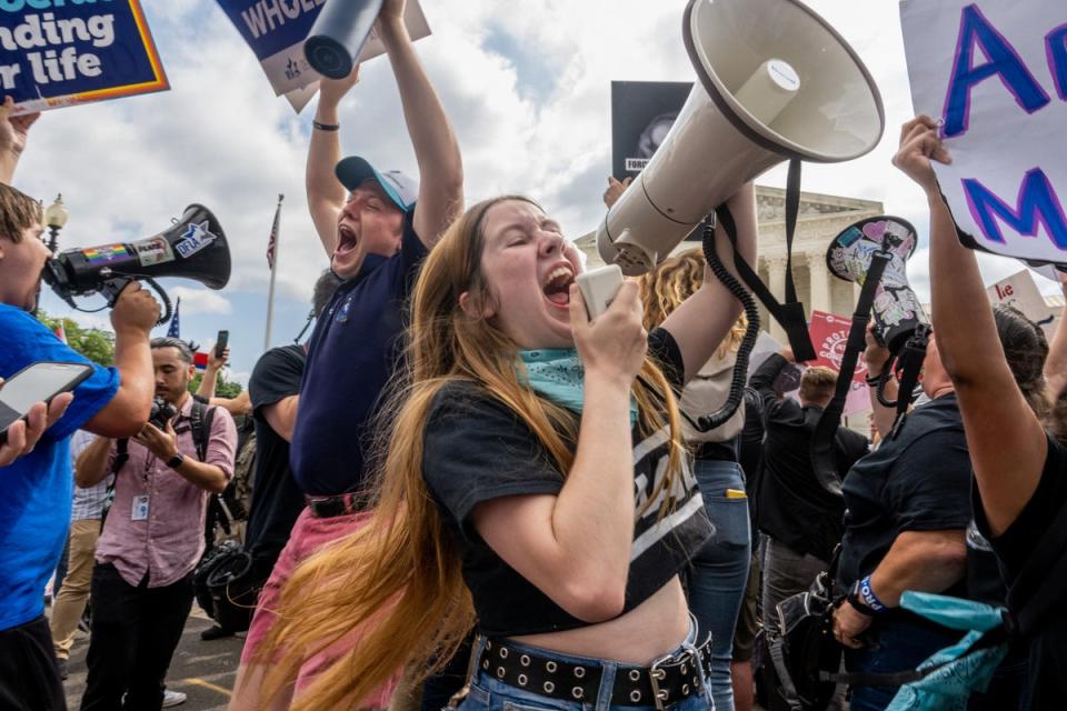 Anti-abortion advocates outside the Supreme Court (Getty Images)