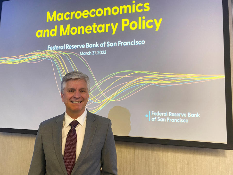 FILE PHOTO: Federal Reserve Board Governor Christopher Waller poses before a speech at the San Francisco Fed, in San Francisco, California, U.S., March 31, 2023. REUTERS/Ann Saphir/File Photo