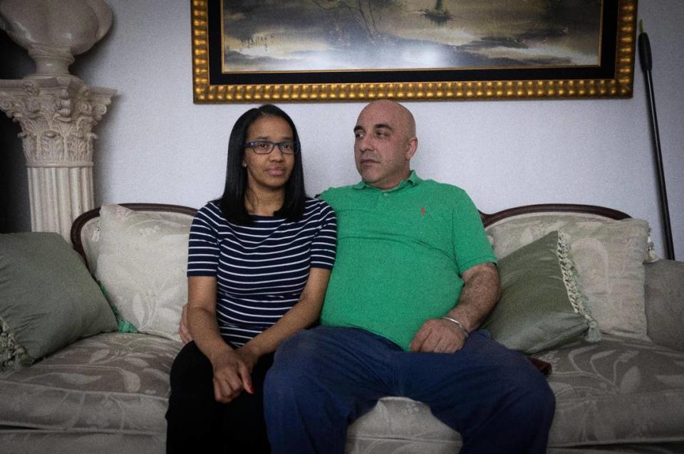 Romelia Farinas and her husband, Edgar, are struggling financially because of the standoff between New York and Florida.