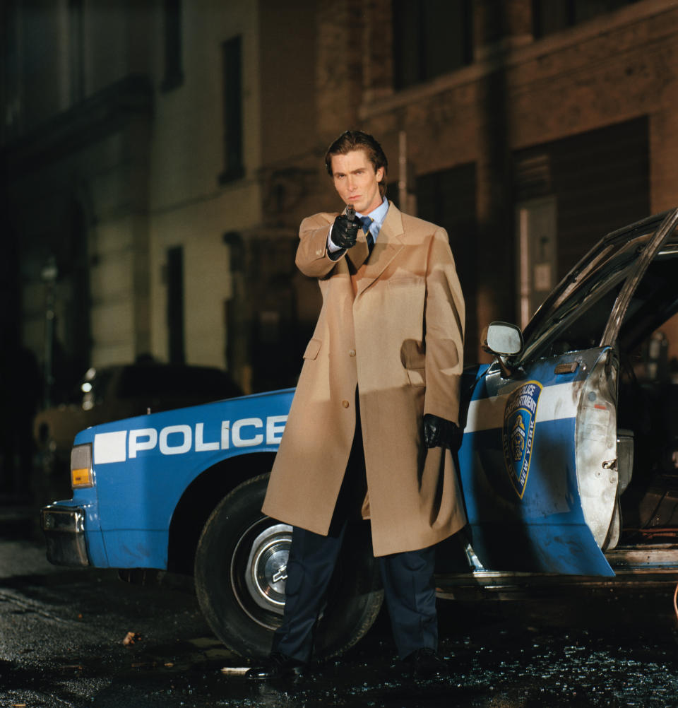 Welsh actor Christian Bale on the set of American Psycho, based on the novel by Bret Easton Ellis and directed by Canadian Mary Harron. (Photo by Eric Robert/Sygma/Sygma via Getty Images)