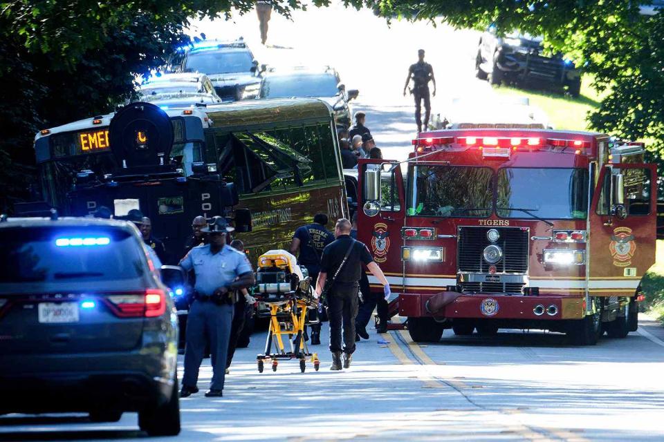 <p>AP Photo/Ben Gray</p> Scene of hijacked transit bus in Atlanta on June 11, 2024