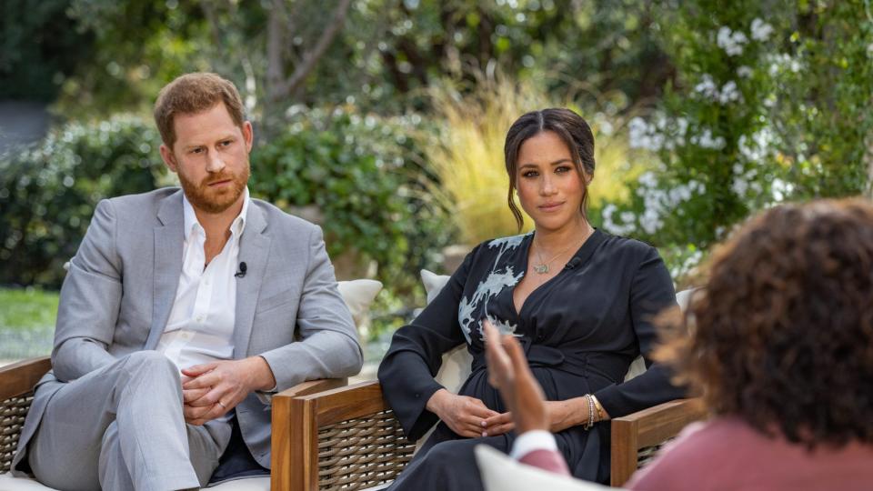 <p>Despite the public's belief that Meghan and Harry's choice to leave their posts as senior working royals was swift and shocking to the royal family, Harry said the opposite was true. </p> <p>"No, I never blindsided my grandmother,"<a href="https://people.com/royals/prince-harry-oprah-interview-queen-elizabeth-knew-royal-exit-meghan-markle/" rel="nofollow noopener" target="_blank" data-ylk="slk:Harry said;elm:context_link;itc:0;sec:content-canvas" class="link "> Harry said</a>. "I have too much respect for her."</p> <p>The prince continued that he had three conversations about the subject with the Queen and two conversations with Prince Charles — "before he stopped taking my calls."</p> <p>Prince Charles then asked Prince Harry to put their plan in writing. Harry did, including telling his family the date that they planned to announced the news.</p> <p><a href="https://people.com/royals/meghan-markle-prince-harry-oprah-interview-royal-exit/" rel="nofollow noopener" target="_blank" data-ylk="slk:Meghan added;elm:context_link;itc:0;sec:content-canvas" class="link ">Meghan added</a> that before their lives spiraled out of control, they had planned to remain working members of the royal family "forever." </p> <p>"I wrote letters to his family when I got there saying, 'I am dedicated to this, I'm here for you, use me as you'd like,' " Meghan said, adding that she taught herself much about England and how to behave as a royal in public because, "I just wanted to make them proud."</p>