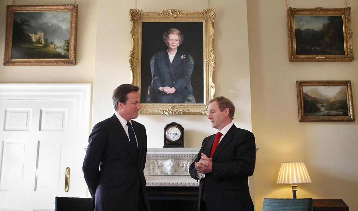 <span>Margaret Thatcher looks down from the wall as David Cameron meets the then Irish taoiseach, Enda Kenny, at No 10 in 2011.</span><span>Photograph: Peter Macdiarmid/EPA</span>