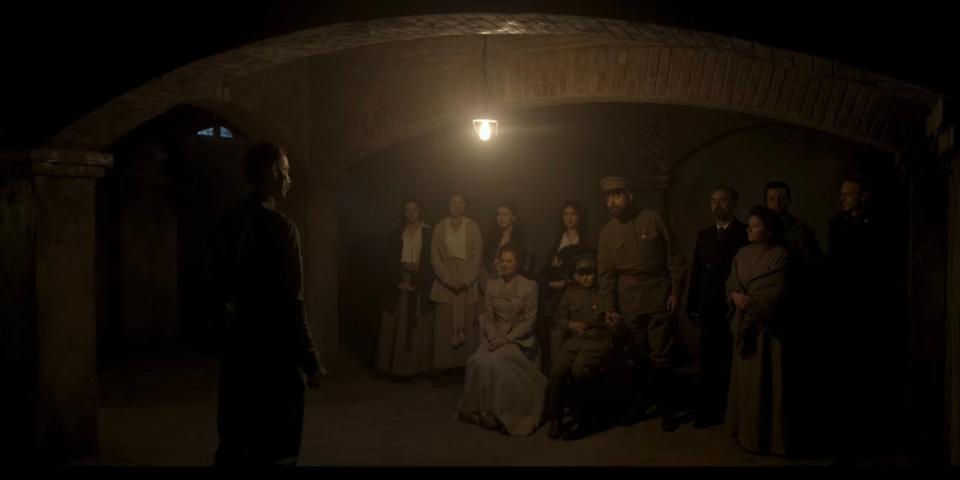 A scene depicting the massacre of the Romanov family in "The Crown."