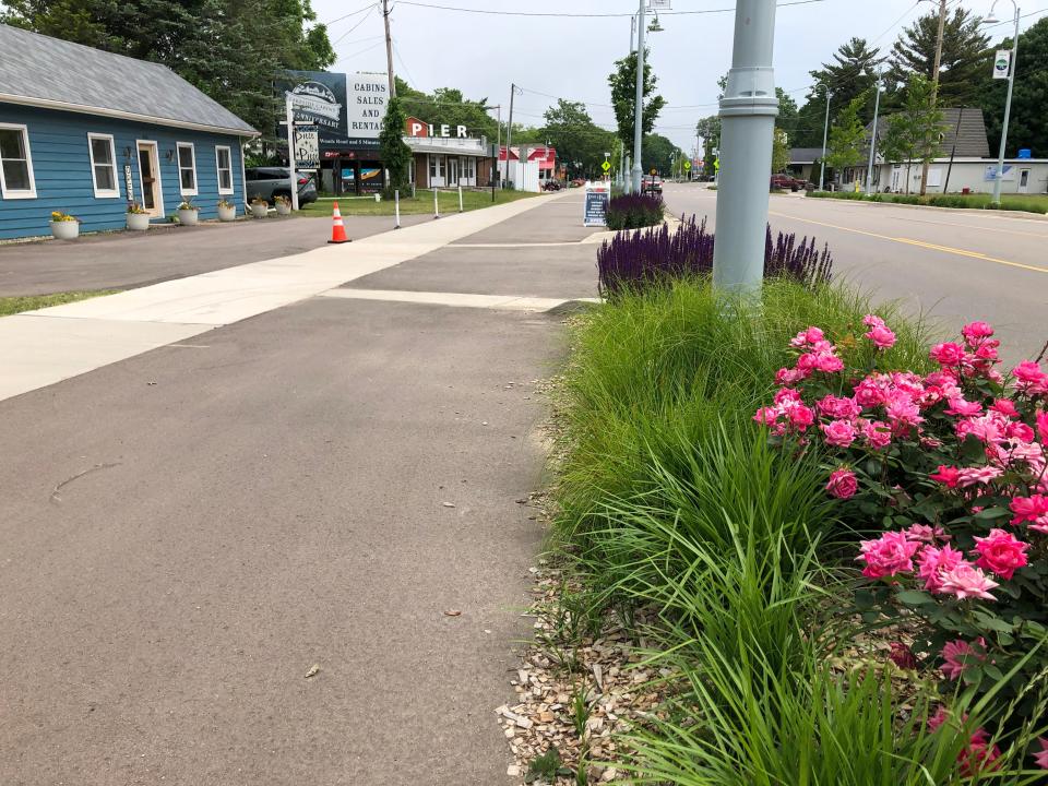 Union Pier did a "road diet," slimming down the Red Arrow Highway by one lane to create this 1.3-mile trail. Efforts are underway to extend this trail further along the highway.