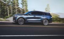 <p>Riding on a brand-new rear-drive architecture (shared with the upcoming <a rel="nofollow noopener" href="https://www.caranddriver.com/news/this-is-the-new-2020-ford-explorerin-cop-car-form" target="_blank" data-ylk="slk:new Ford Explorer;elm:context_link;itc:0;sec:content-canvas" class="link ">new Ford Explorer</a>), the Aviator has similar proportions, with a shallow front overhang and a relatively long hood.</p>