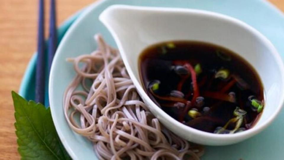 <p>These soba buckwheat noodles cook very quickly and are served with a delicious dipping sauce.</p><p><strong>Get the recipe: <a href="https://parade.com/30470/sheilalukins/soba-noodles-dipping-sauce/" rel="nofollow noopener" target="_blank" data-ylk="slk:Soba Noodles and Dipping Sauce;elm:context_link;itc:0;sec:content-canvas" class="link "><em>Soba Noodles and Dipping Sauce</em></a></strong></p>