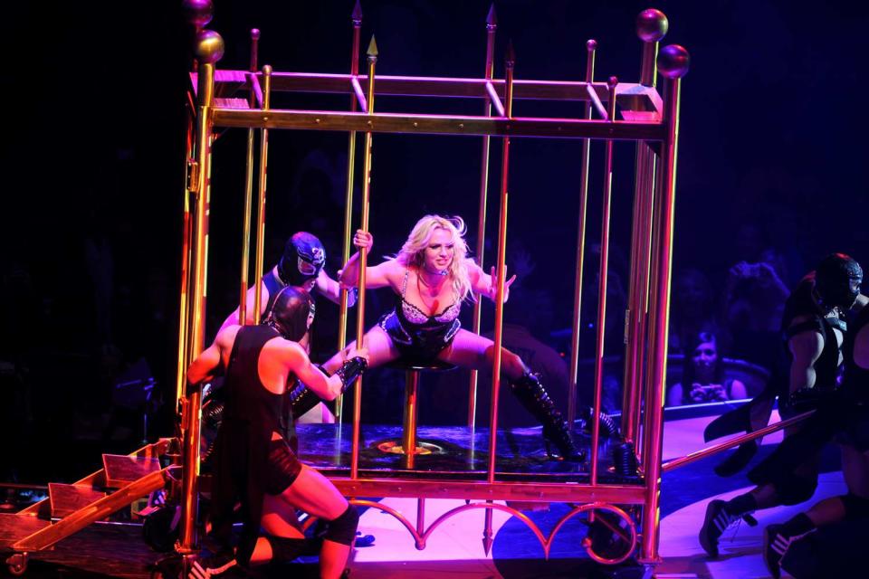 <p>"Piece of Me" — in which Britney claps back at the media for its portrayals of her — was famously part of her Circus tour in 2009.</p> <p>Dancing within the golden cage she's been trapped inside, she sang about being "Miss American Dream since I was 17" and the judgement that's come with it.</p> <p>"I'm Miss bad media karma / Another day another drama / Guess I can't see no harm / In working and being a mama," she sang with an eye roll, referencing <a href="https://people.com/parents/britney-spears-reveals-how-she-celebrated-sons-birthdays/" rel="nofollow noopener" target="_blank" data-ylk="slk:sons Preston and Jayden;elm:context_link;itc:0;sec:content-canvas" class="link ">sons Preston and Jayden</a>, whom she welcomed with then-husband Kevin Federline in 2005 and 2006, respectively. </p>