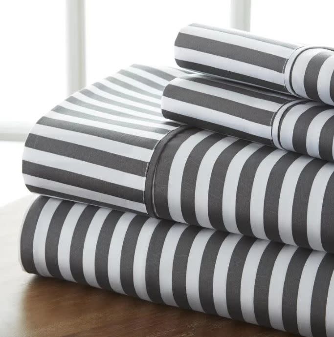 Was:&nbsp;$89.99<br /><strong>Now: $25.99</strong><br /><br />Get it <a href="https://www.wayfair.com/bed-bath/pdp/wrought-studio-fiala-striped-premium-ultra-soft-4-piece-printed-bed-microfiber-sheet-set-vrkg6807.html?piid=24281245&amp;ds=127824" target="_blank">here</a>.