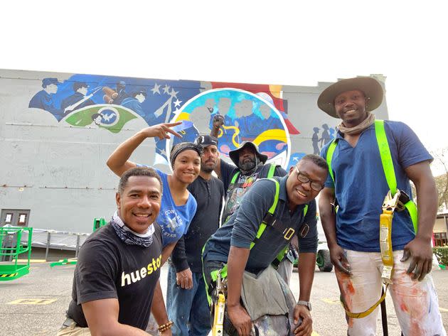 Reginald C. Adams, far left, and the Creatives, from left to right, Cherry Meekins, Joshua Bennett, Dantrel Boone, Samson Bimbo Adenugba and KaDavien Baylor. (Photo: Reginald C. Adams)