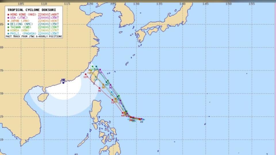 杜蘇芮各國預測路徑。（圖／翻攝typhoon2000）