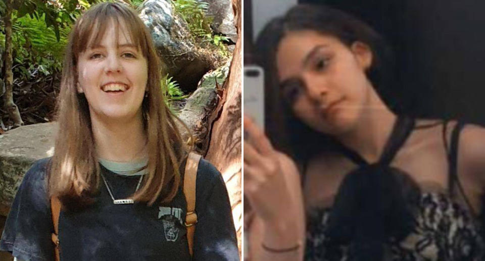 Elisa Coronakes and Sandy Alsalihi, both aged 14, are pictured.