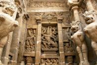 Nataraja at Kailasanathar Temple, Kanchipuram. Dancing Shiva as Nataraja at Kailasanathar Temple, one of the earliest and most remarkable temples of the Pallava dynasty. It was built in the 7th century by the Pallava king Rajasimha. This temple is an excellent example of early Dravidian architecture.