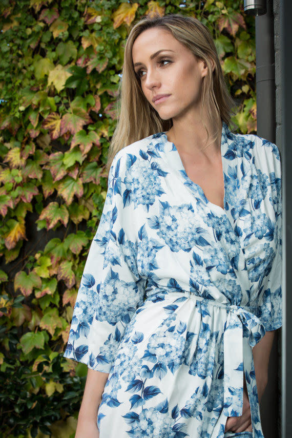 Something Blue Floral Print Robe