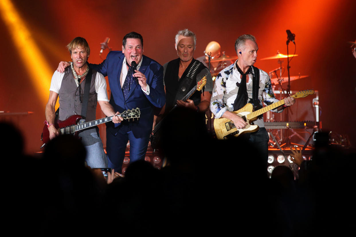 Spandau Ballet's Steve Norman, Tony Hadley, Martin Kemp and Gary Kemp performing in 2015.