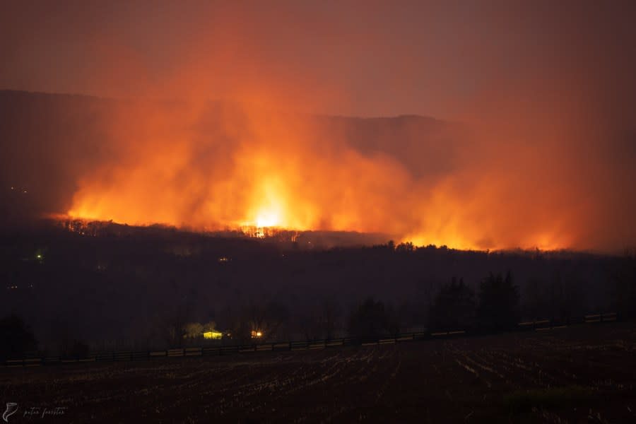 Fire in the Shenandoah Forest neighborhood of Egypt Bend Estates on the evening of Wednesday, March 20, 2024. (Image courtesy of Peter Forister Photography)